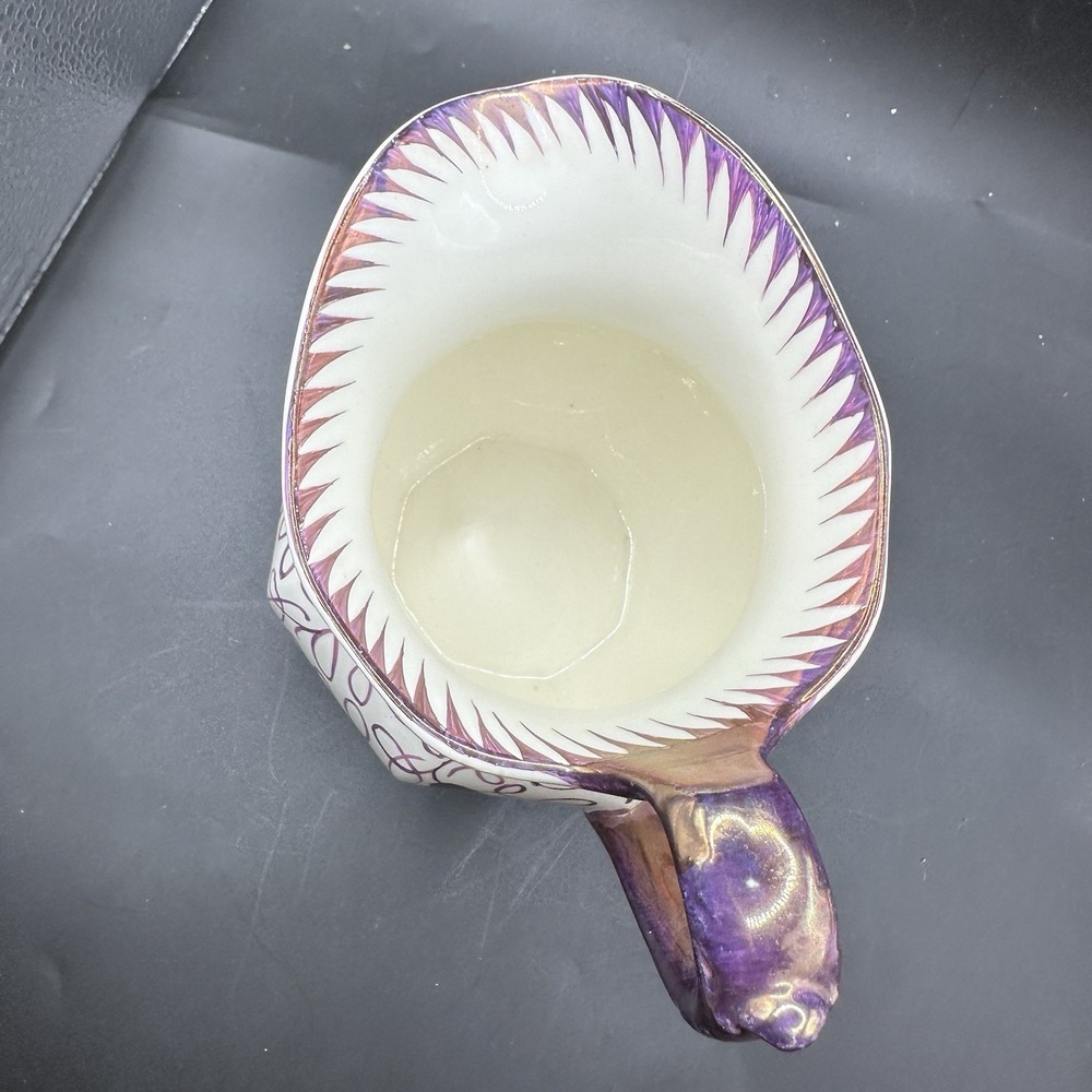 Antique Wedgwood Pink Lusterware Leaves 20 oz Octagonal Milk Jug Pitcher C5239 - Picture 6 of 7